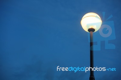 Lamp Post In The Dark Stock Photo