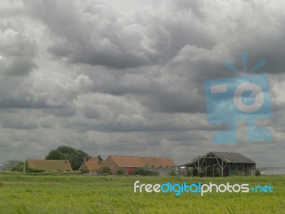 Landscape With Farm Stock Photo