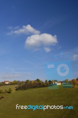 Landscape With House Stock Photo