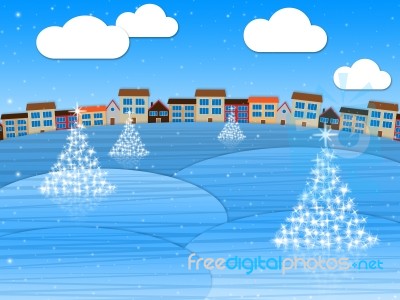 Landscape Xmas Means Merry Christmas And Celebration Stock Image