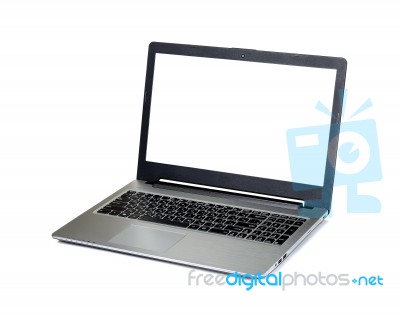 Laptop Isolated On The White Background Stock Photo
