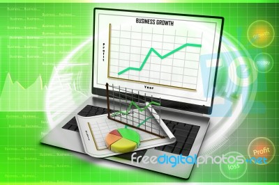 Laptop Showing A Spreadsheet Stock Image