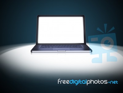 Laptop with blank screen Stock Photo
