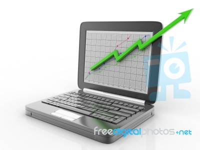 Laptop With Business Graph Stock Image