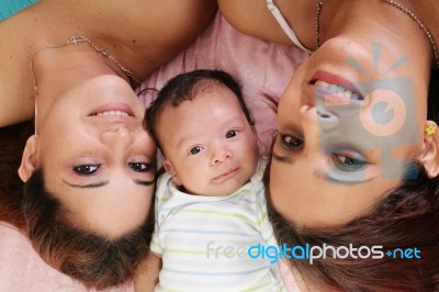 Latin Mother With Daughter And Aunt Stock Photo