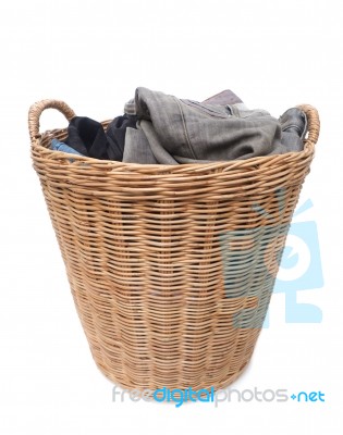 Laundry In A Basket Stock Photo