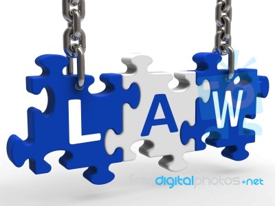 Law Puzzle Means Legally Lawful Statute Or Judicial
 Stock Image