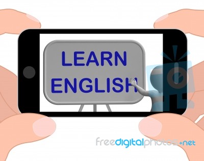 Learn English Phone Means Language Learning And Esol Stock Image