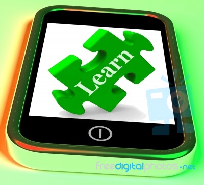 Learn On Smartphone Showing E-learning Stock Image
