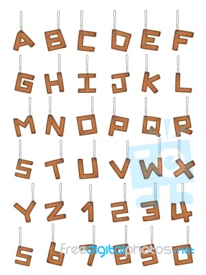 Leather Alphabet With Chain Set Stock Photo