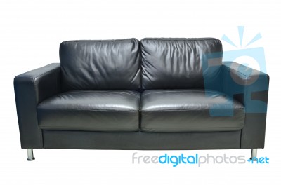 Leather Black Sofa Isolated Stock Photo