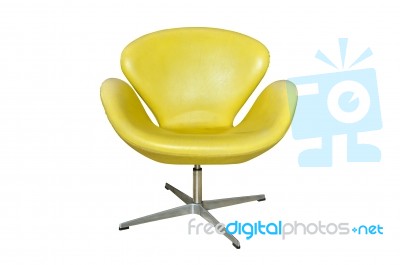 Leather Yellow Chair Isolated Stock Photo