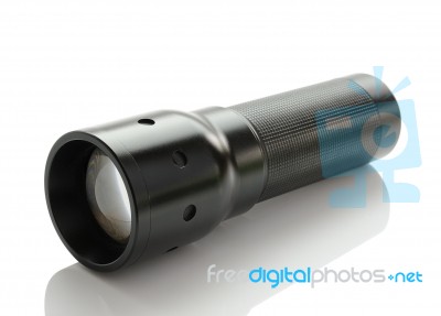 Led Flashlight On White Background Stock Photo