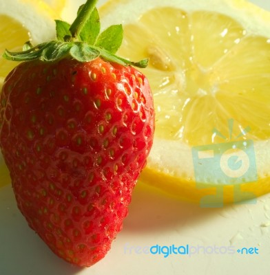 Lemon And Strawberry Stock Photo