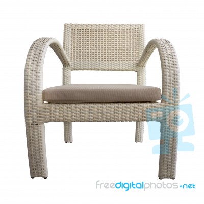 Light Brown Wicker Chair Isolated With Path Stock Photo