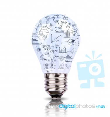 Light Bulb With Drawing Graph Stock Image