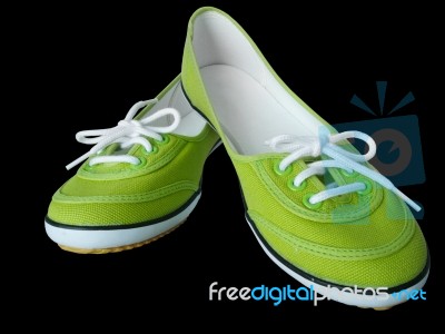 Light Green Fabric Shoes Stock Photo