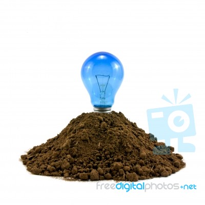 Lightbulb In Soil Stock Photo