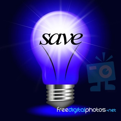 Lightbulb Save Indicates Savings Investment And Capital Stock Image
