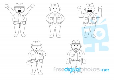 Linear Policeman Cartoon Character Stock Image