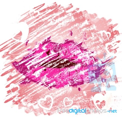 Lips Heart Shows Make Up And Affections Stock Image
