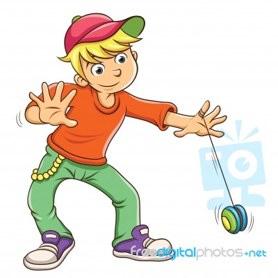 Little Boy Playing Yo Yo Stock Image