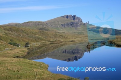 Loch Fada And The Old Man Of Storr Stock Photo