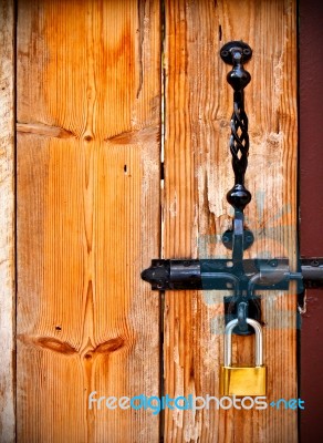 Locked Wooden Door Stock Photo