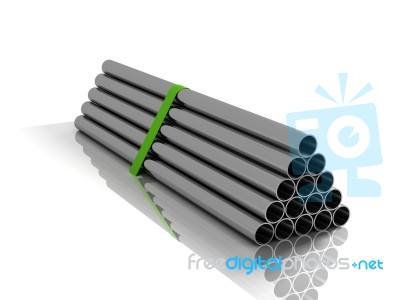 Lot Of Folded Steel Pipes Stock Image