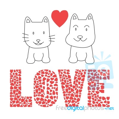 Love Cat And Dog Stock Image