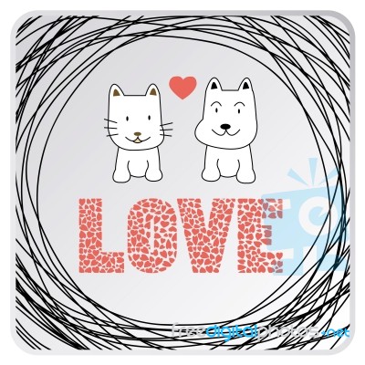 Love Cat And Dog Card3 Stock Image