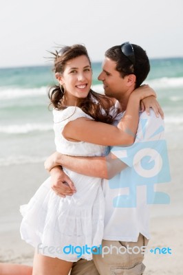 Love Couple On The Beach Stock Photo