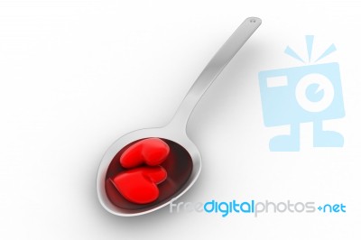 Love Sign In Spoon,  Valentine Concept Stock Image