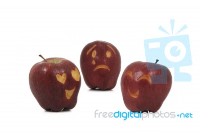 Love Triangle Of An Apple Broken Heart From Two Apples Love Each Other Stock Photo