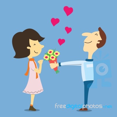 Lover Give Flower Stock Image