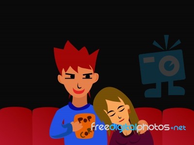 Lovers In Theater Stock Image