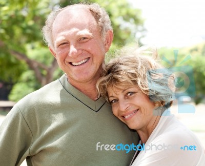 Loving Handsome Senior Couple Stock Photo