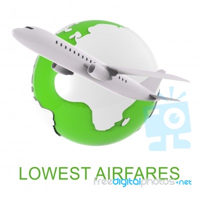 Lowest Airfares Means Cheapest Flights 3d Rendering Stock Image