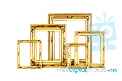Luxury Golden Photo Frames Stock Photo