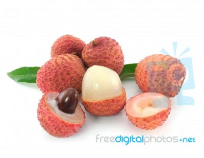 Lychees Isolated On White Stock Photo