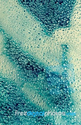 Macro. Closeup Cobweb With Dew Drops. Abstract Background Stock Photo