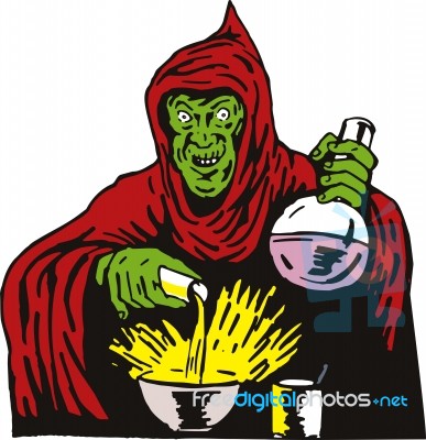 Mad Scientist Wizard Chemicals Retro Stock Image