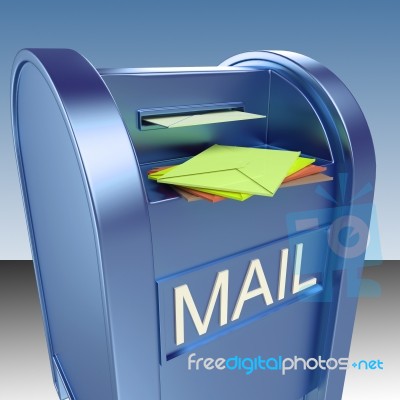 Mail On Mailbox Shows Mail Post Stock Image