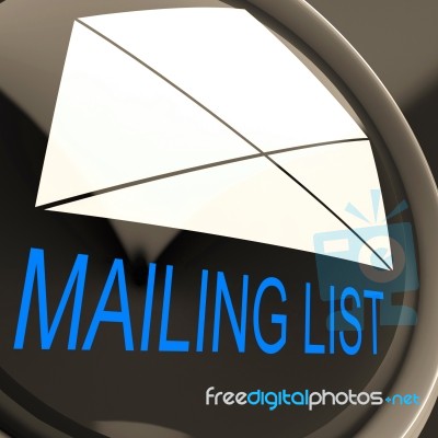 Mailing List Envelope Means Contacts Or Email Database Stock Image