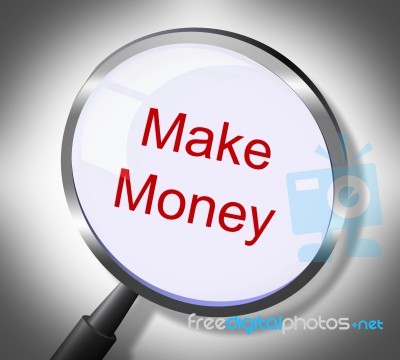 Make Money Represents Searches Earnings And Wages Stock Image