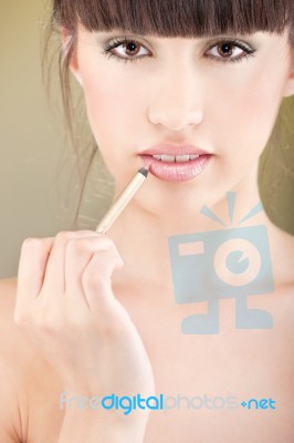 Make Up And Woman Stock Photo