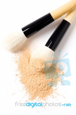 Makeup Brush And Powder Stock Photo