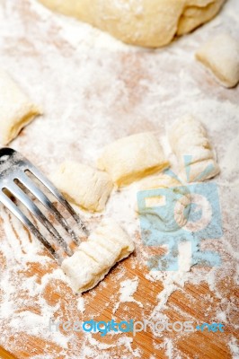 Making Fresh Italian Potato Gnocchi Stock Photo
