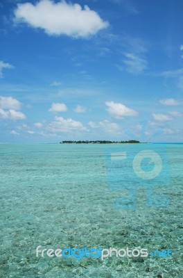 Maldives Island With Gorgeous Water/cloudscape Stock Photo