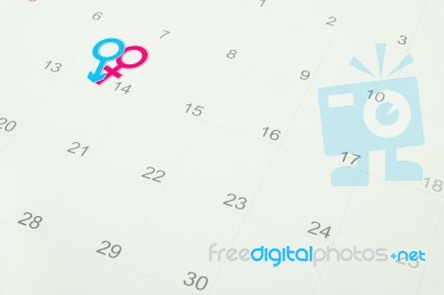 male female sign marked On Calendar Stock Image